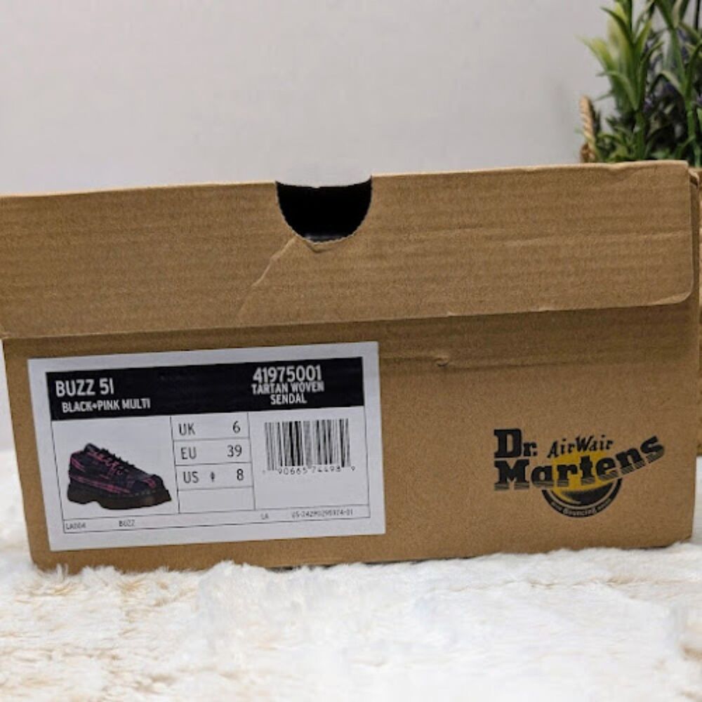 Dr. Martens Buzz 5-Eye Black & Pink Tartan & Leather Lace Up Shoes UK 6 NIB - Picture 12 of 14